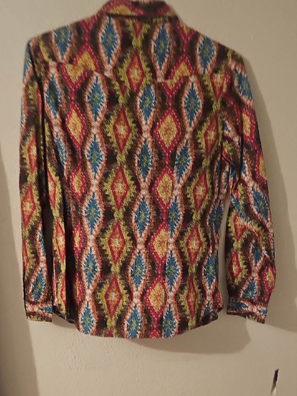Roper Women's Multicolor Diamond-Print Western Shirt - Blue, Red, Yellow, Green - Picture 6 of 6